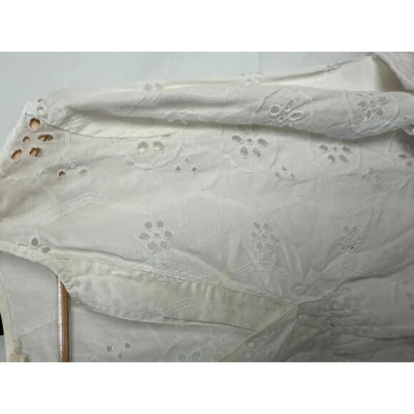 White Eyelet Long Sleeve Blouse Christian Siriano Size Small - Picture 5 of 7